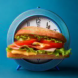 Firefly a blue clock with a sandwich representing time for meal break33021
