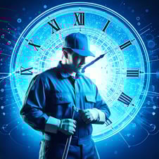 Firefly a blue technological image showing overtime and janitorial worker and time 16830