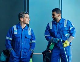 Firefly a high-tech, blue technological image of janitor workers taking a rest break 83264