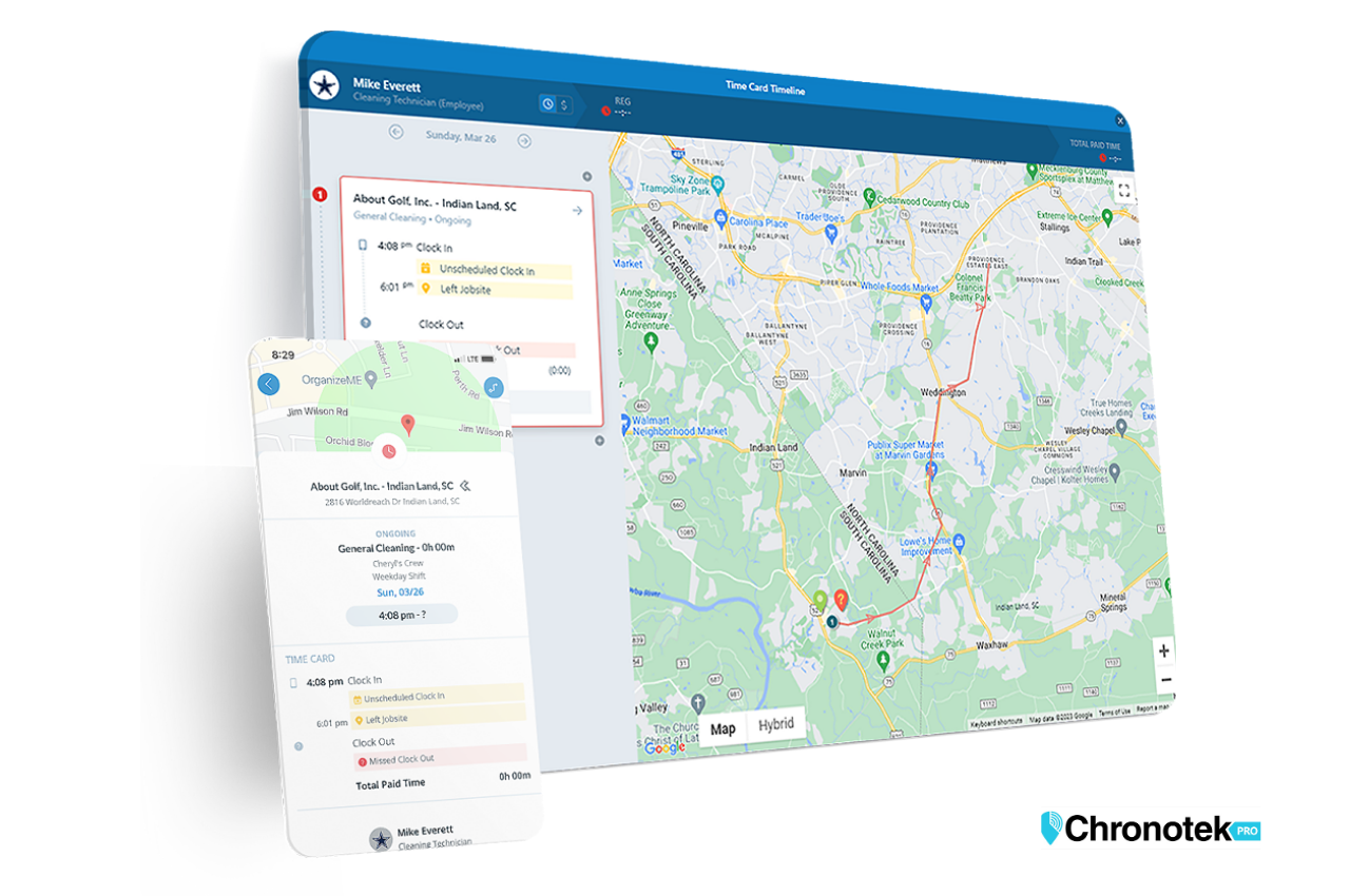 GPS map to monitor employee locations