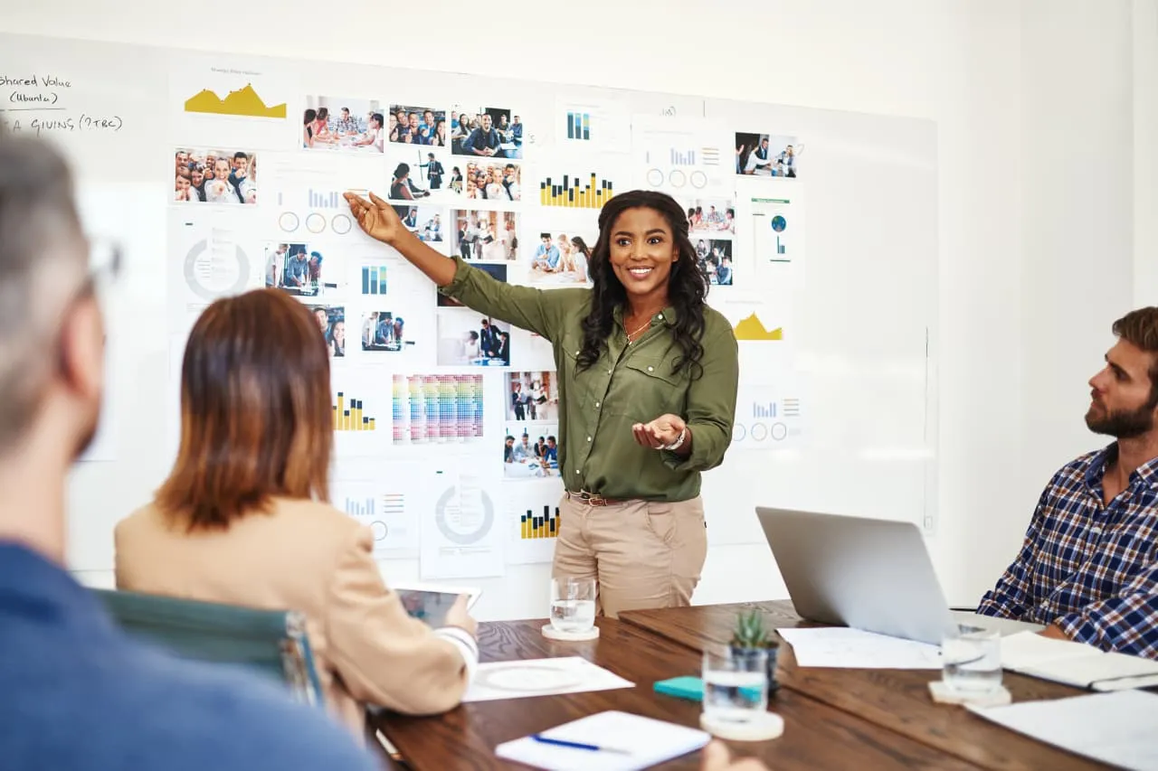 Employees discussing incentives for employee referral program