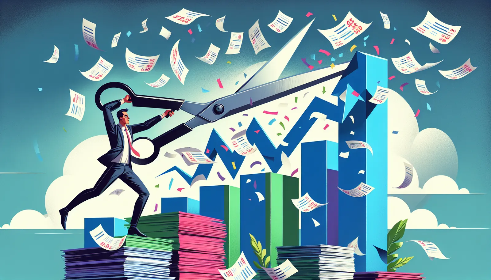 A visual representation of reducing overhead costs for businesses during economic downturns.