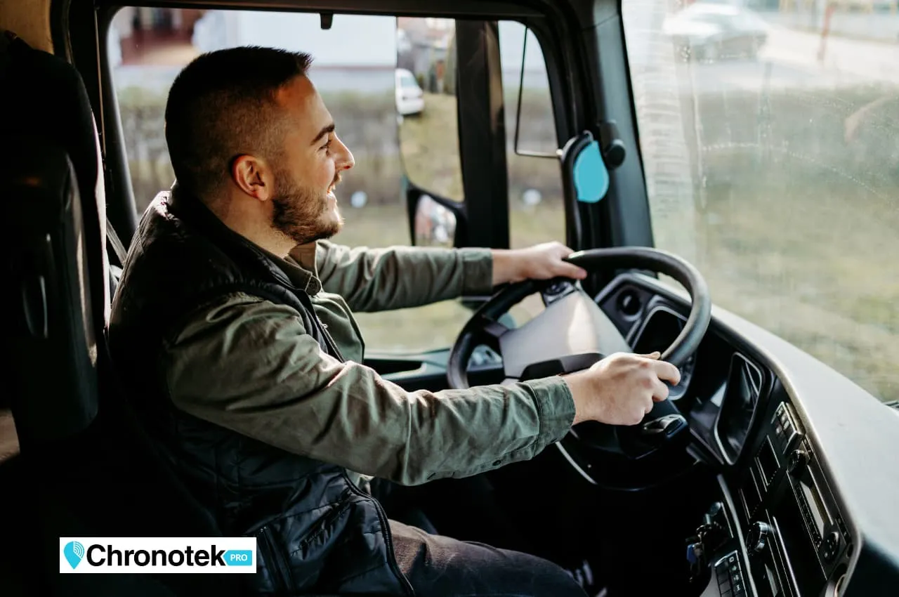 A truck driver getting travel time pay from job site to job site