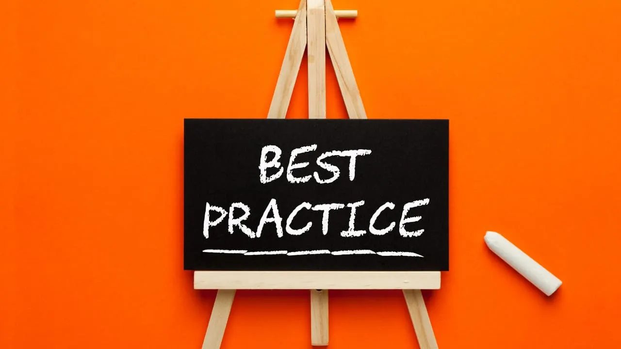 chalk board with best practice written on it - companies should use best practices for timecard management