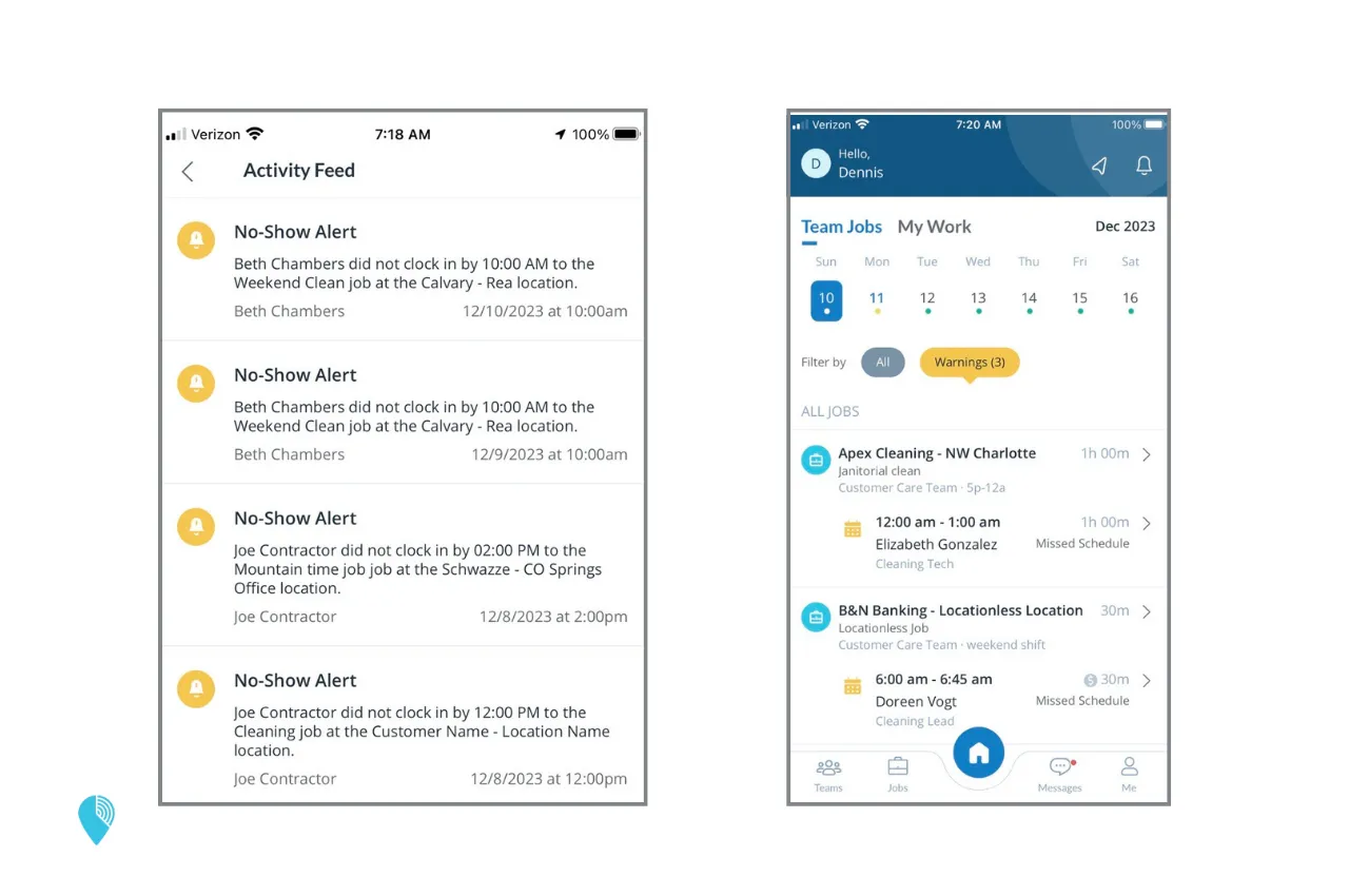 Chronotek Pro's cleaning business software supervisor mobile app