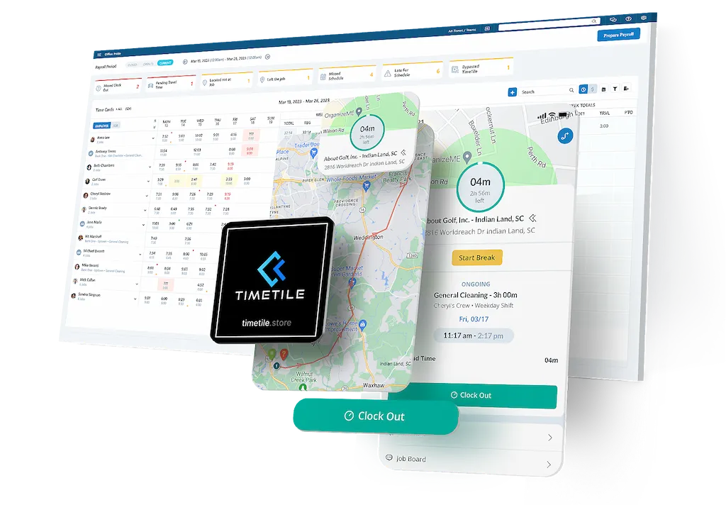 GPS time clock app admin screen