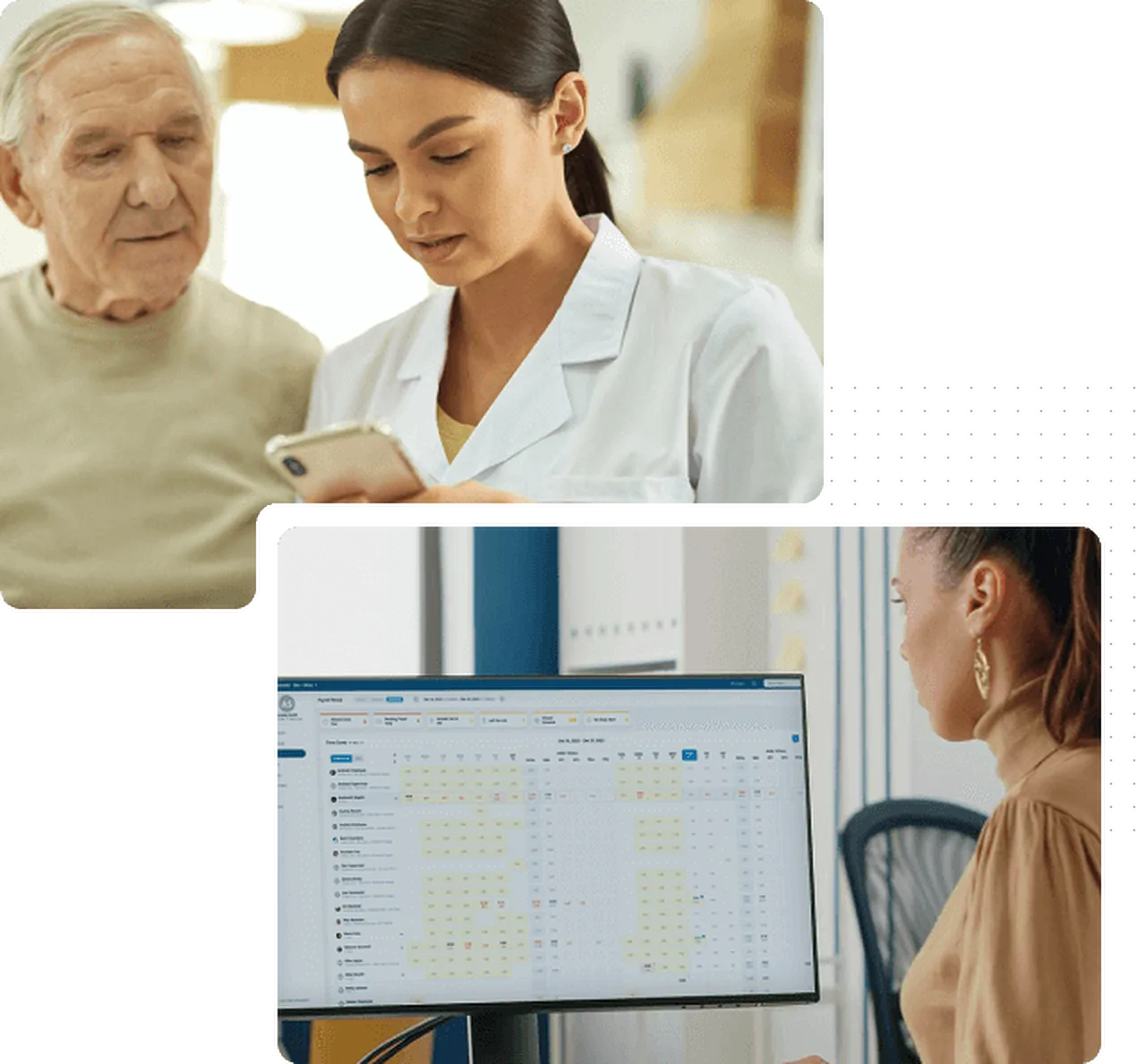 Home care worker with client